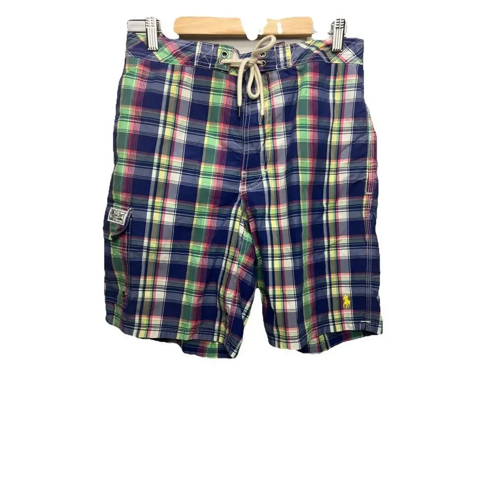 Polo Ralph Lauren Plaid Swim Trunks Board Shorts Men’s Small